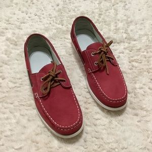 Geox Shoes | Geox Red Leather Boat Shoe - Loafers Style - Size 12.5 (46) | Color: Brown/Red | Size: 12.5 | Ujeanco's Closet